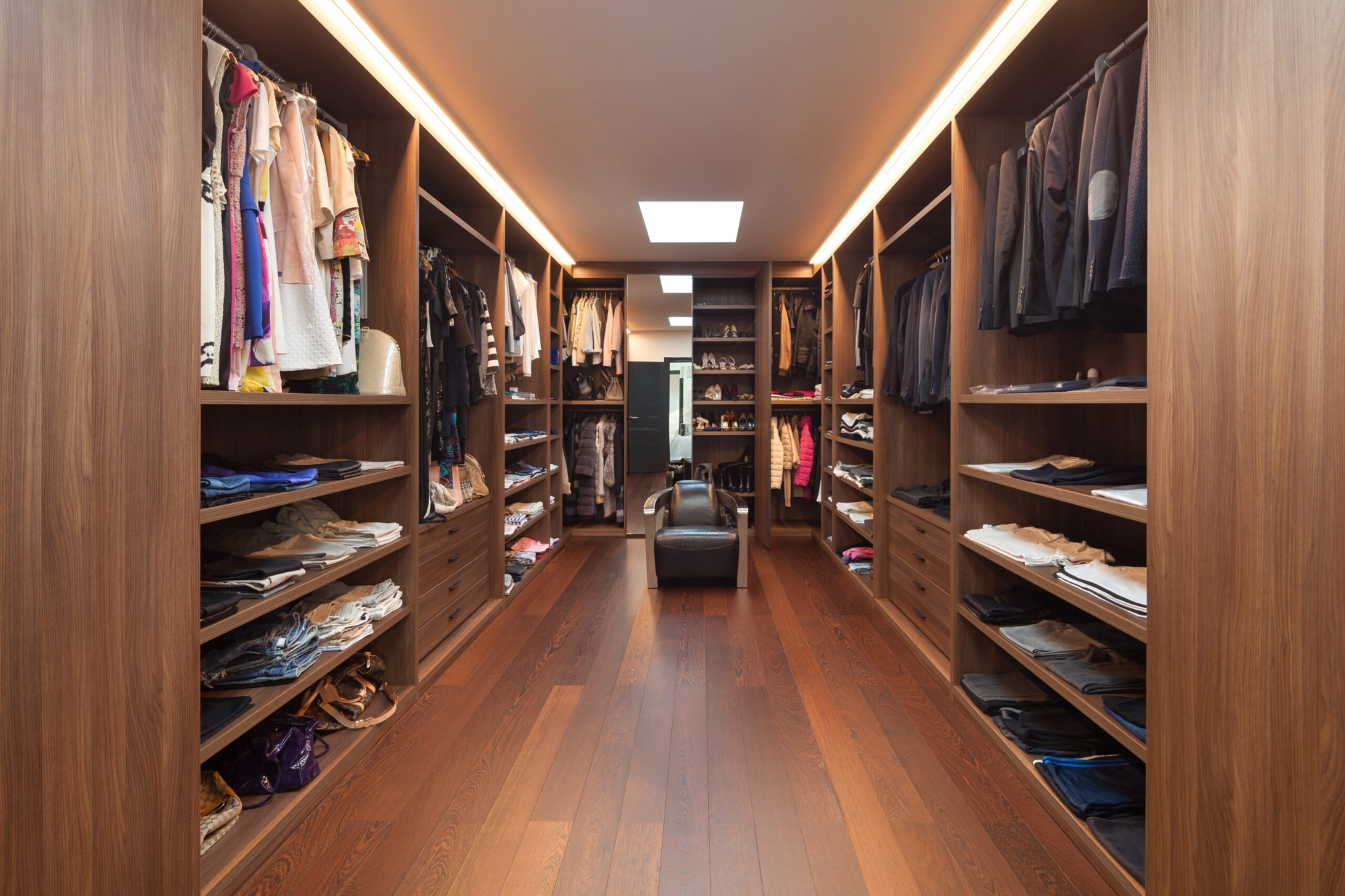 A luxury walk-in closet 