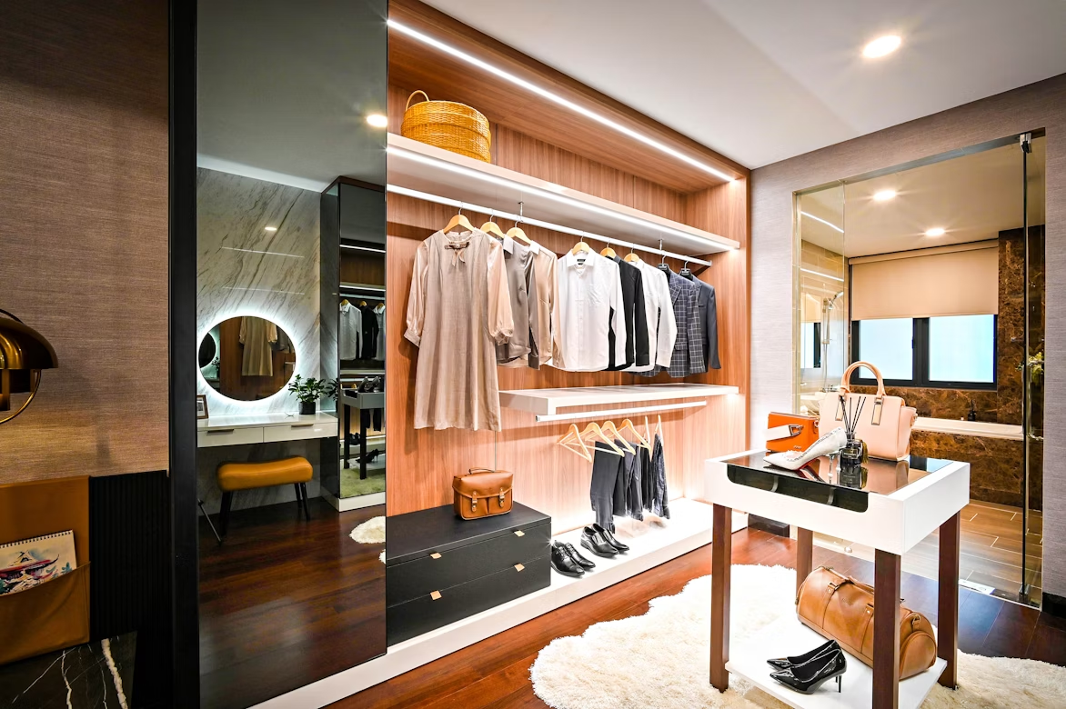 A luxury walk-in closet 