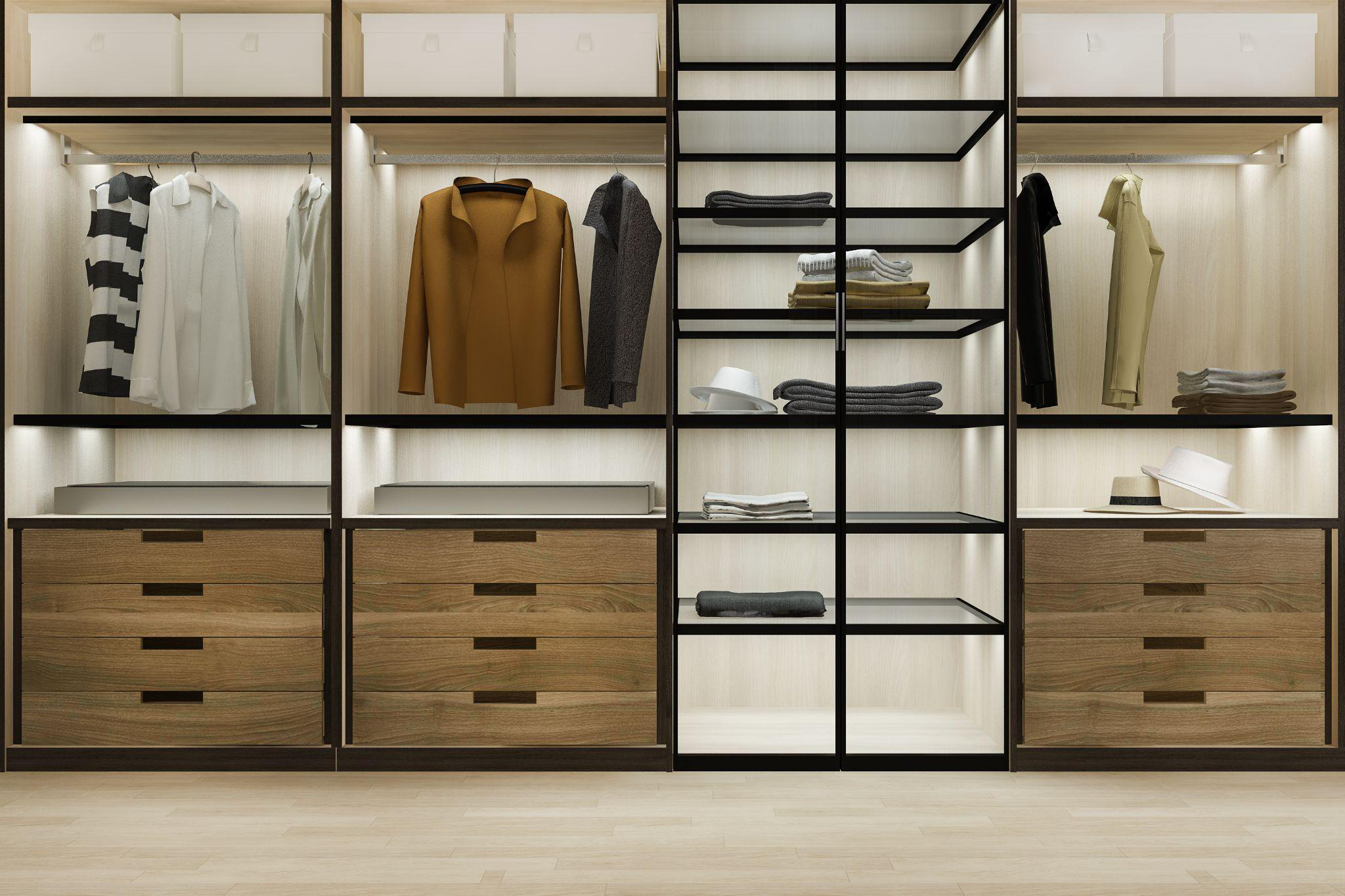 A custom closet with smart storage 